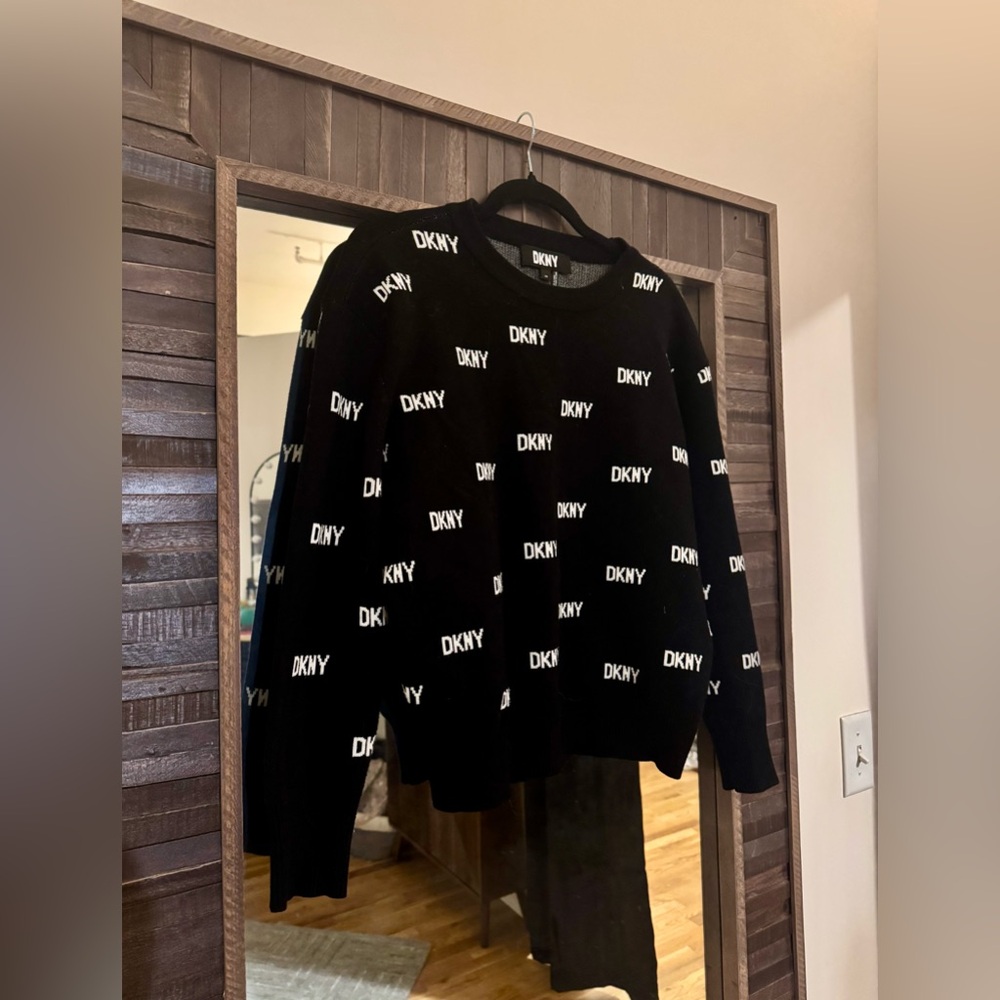 DKNY Black and White Logo Sweater